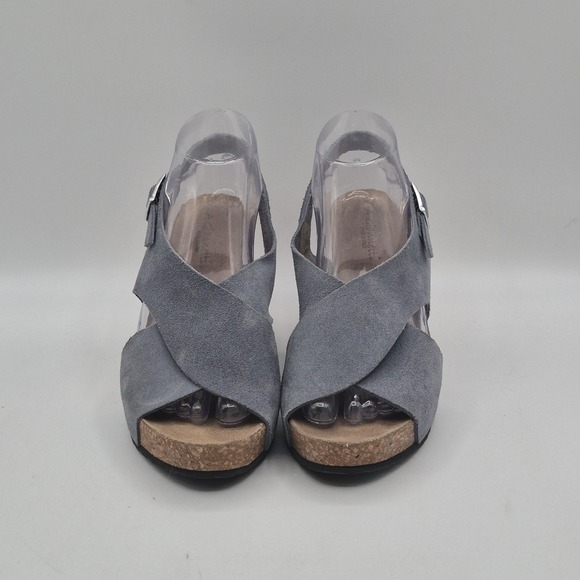 A. Giannetti Shoes Womens Size‎ 8 38 Gray Suede Leather Wedge Sandals Made Italy - Picture 6 of 13